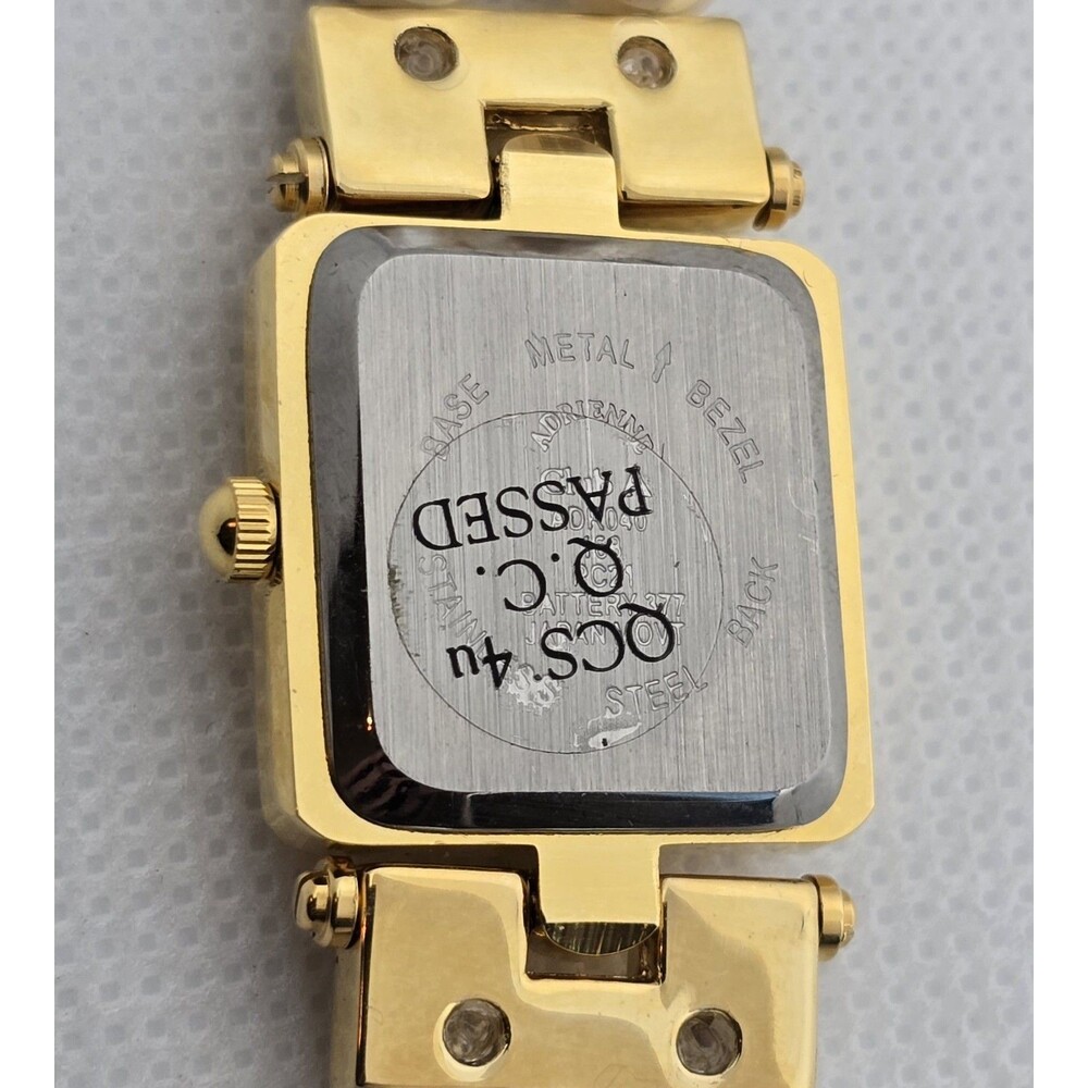 Women's Adrienne Club A Fancy Gold Tone Rhinestone Pearl Bracelet Band Watch 10 - Picture 9 of 9